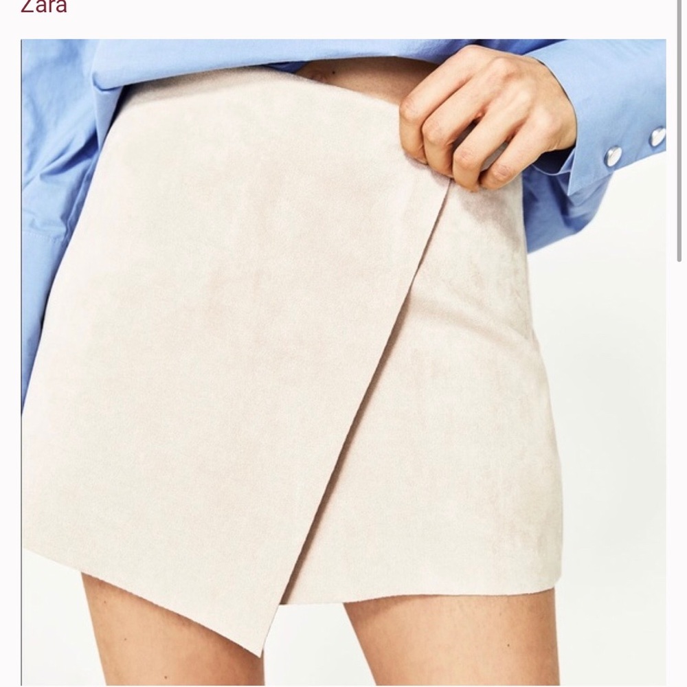 Zara Faux Suede Skort - Beige - Size Small